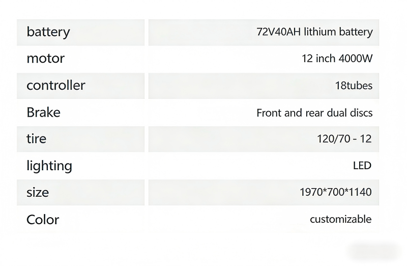 Passenger Electric Off-Road Motorcycle Keyway 72V 40AH Battery with Customized logo