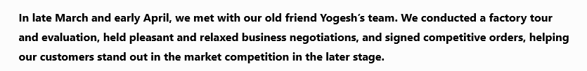 The exciting business meetings and negotiations with clients held in late March.